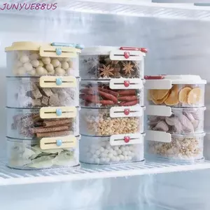 Hộp đựng gia vị JUNYUE88US, Hộp đựng kín chống ẩm có thể xếp chồng lên nhau, Bình gia vị có nắp gập dung tích lớn bằng nhựa đa năng cho gừng