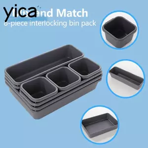 Hộp Bảo Quản YICA, Ngăn Kéo Tiết Kiệm Không Gian Bằng Nhựa, Bộ Đồ Ăn Trang Điểm Tổ Chức Khay Bảo Quản Trang Sức Cho Bàn Làm Việc Văn Phòng Tại Nhà