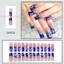 Móng tay giả dài màu xanh Gradient có in hoa - Chất liệu an toàn chống thấm nước cho nữ