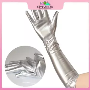 MYPANDA Nữ Gợi Cảm Sáng Bóng Găng Tay Dài Da Ướt Nhìn Cao Su Dự Tiệc Opera Trang Phục.