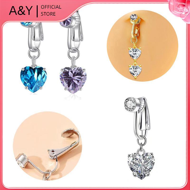 A & Y Nhẫn Rốn Giả Trái Tim, Kẹp Xuyên Bụng, Trang Sức Cơ Thể Sụn Bụng