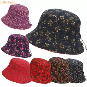 OUSXA Mũ Xô Nữ, Chất Liệu Cotton In Hoa Mũ Chống Nắng, Thời Trang Có Thể Điều Chỉnh Có Thể Gập Lại Chống Nắng Mũ Người Cá Mùa Hè