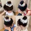 Xanh Trắng Chấm Bi Scrunchy Tóc Nữ Phong Cách Lười Bóng Buộc Tóc Đầu Hoa Cà Vạt Đầu Dây Buộc