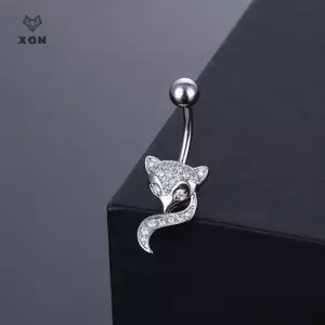 Full Kim Cương Mạ Hình Cáo Động Vật Bụng Xuyên Rốn Móng Tay Thời Trang Gợi Cảm Zircon Kẻ Sọc Cho Nữ Và Nam Trang Sức [Mina]