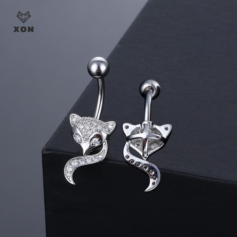 [XON] Full Kim Cương Mạ Hình Cáo Động Vật Bụng Xuyên Rốn Móng Tay Thời Trang Gợi Cảm Zircon Kẻ Sọc Cho Nữ Và Nam Trang Sức [Mina]