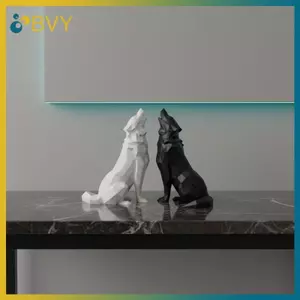 BVY Hiện Đại Trừu Tượng Hình Học Sói Điêu Khắc 3D In Hình Tượng Nhựa Trang Trí Văn Phòng Sử Dụng Trong Nhà & Ngoài Trời.