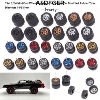 ASDFGER 1 Bộ Lốp xe sửa đổi ô tô điều khiển từ xa, Đường kính 14 * 5.5mm Trung tâm bánh xe sửa đổi bằng nhựa, Trung tâm ô tô hợp kim đúc 1 / 64 chất lượng cao
