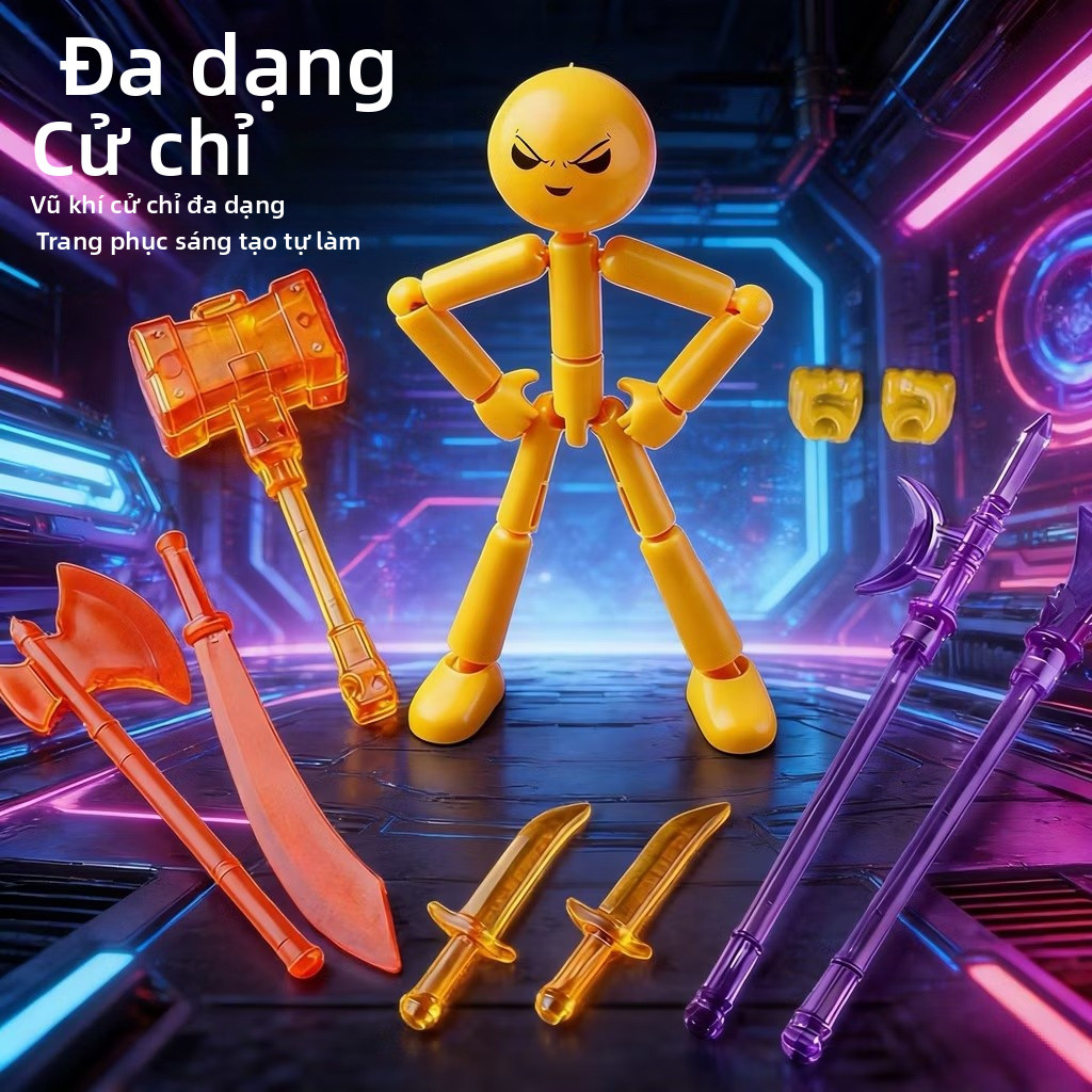 【🇻🇳Có sẵn kho】Matchstick Man DIY Đồ trang trí lắp ráp Trang trí 12cm Di chuyển được Joint Stickman Nhân vật hành động