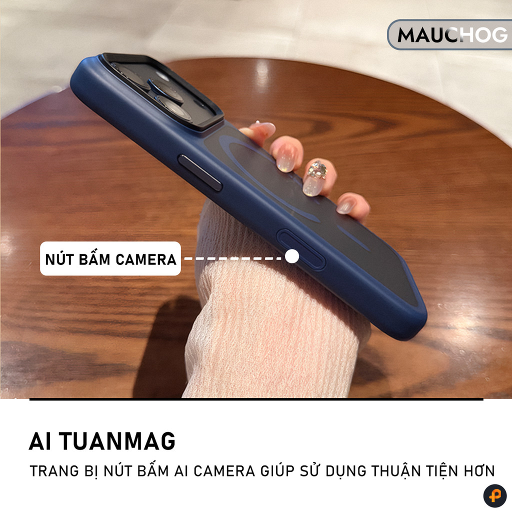 [Có Nút Camera] Ốp Nhám Chống Vân Tay Nút Bấm Kim Loại Cho Điện Thoại iPhone 17 Pro Max 16 Pro Max