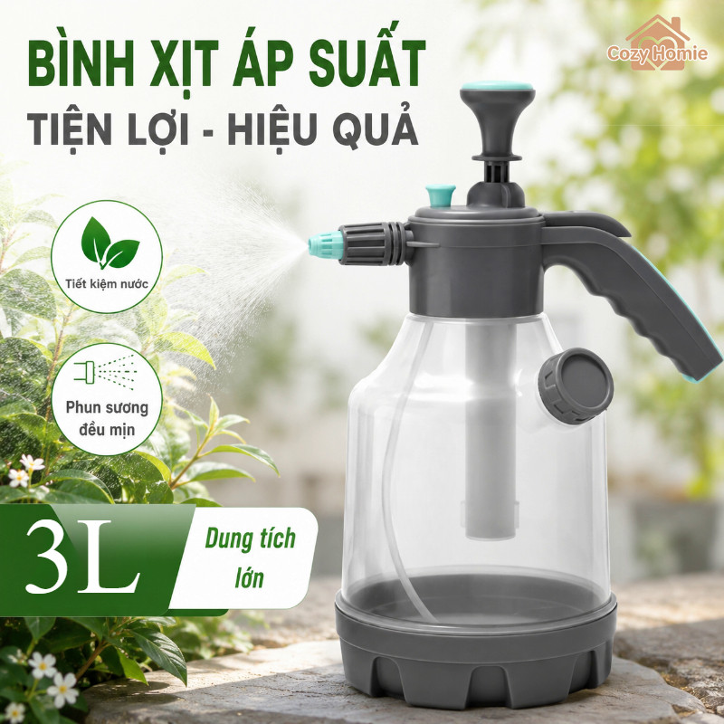 bình xịt tưới cây phun áp lực đầu xoay linh hoạt nhựa pp tưới lan sân vườn ban công 3 lít