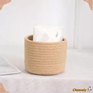 Giỏ đựng đồ để bàn CHEESELY, Giỏ đựng đồ chơi trẻ em bằng dây Cotton dệt, Bàn thủ công Các bộ phận nhỏ có thể gập lại Bộ sắp xếp lưu trữ máy tính để bàn Lưu trữ máy tính để bàn