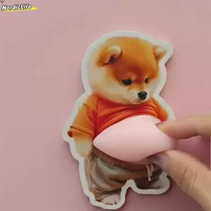 Nhãn dán NORDICLIFE Shiba Inu, Nhãn dán bụng chó Nền màu hồng mềm Silicone tự dính, dễ thương có thể bóp được Shiba Inu Mũm mĩm Trang trí điện thoại Trang trí điện thoại