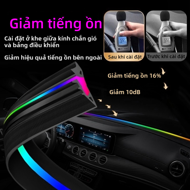 Dải đèn LED viền bảng điều khiển ô tô SEAMETAL dài 1,5 mét, đèn trang trí đa chức năng RGB, dải đèn LED đa chế độ giảm tiếng ồn và chống bụi