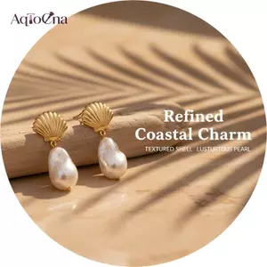 AqToCna Bohemian Thả Bông Tai Nữ Vỏ Ngọc Trai Mạ Vàng Phong Cách Đại Dương Tuyên Bố Trang Sức Cho Kỳ Nghỉ Nhìn AqToCna