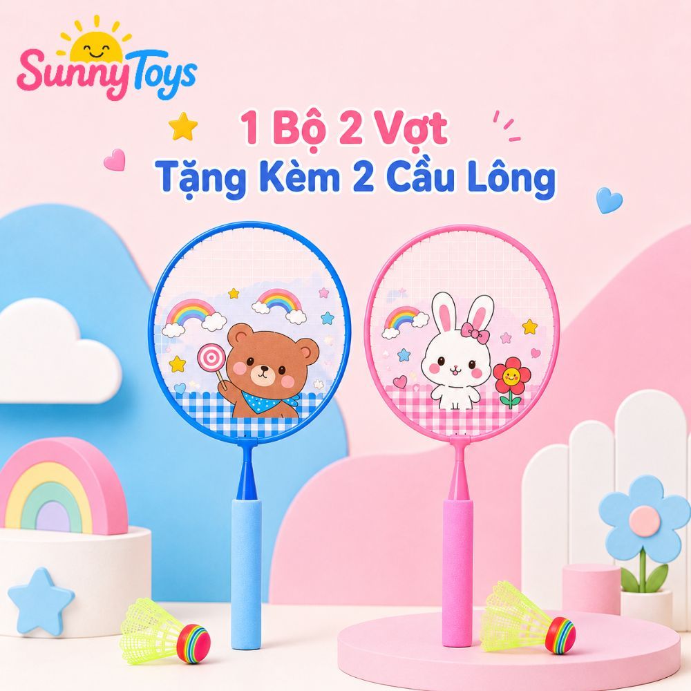 Bộ Cầu Lông Mini SunnyToys Cho Bé - Vợt Nhẹ Dễ Cầm, Chơi Trong Nhà Ngoài Trời