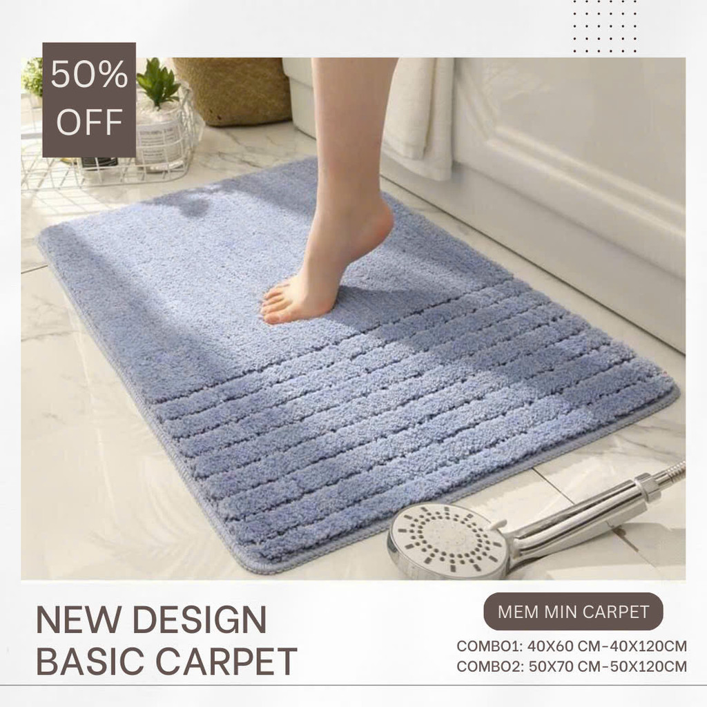 Thảm Lau Chân Lông Cừu Basic Memmincarpet 5D Họa Tiết Mẫu Mới - Êm Mềm, Chống Trượt, Thấm Nước