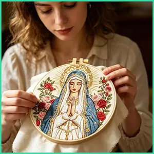 Bộ Thêu Cho Người Mới Bắt Đầu Virgin Mary Handmade Trang Trí Nhà Thêu DIY Bộ Dụng Cụ Có Kim Dành Cho Nữ sonlekvn