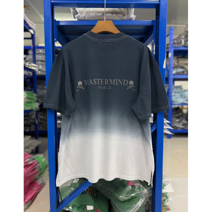 Chất Lượng Cao Rời Cổ Tròn Top Thường Ngày Phù Hợp Với Phong Cách Đường Phố Gradient Tie-Dye Đầu Lâu In Hình Áo Thun