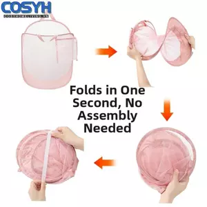 <cosyh>Foldable Laundry Hamper Breathable Mesh Fabric Easy Collapse Structure