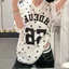 Milyfashion Casual Tất Cả Trận Đấu Nhanh Khô Phố Cổ Chữ v In Hình Ngắn Tay Chấm Bi Mùa Hè Phong Cách Mới AZJN