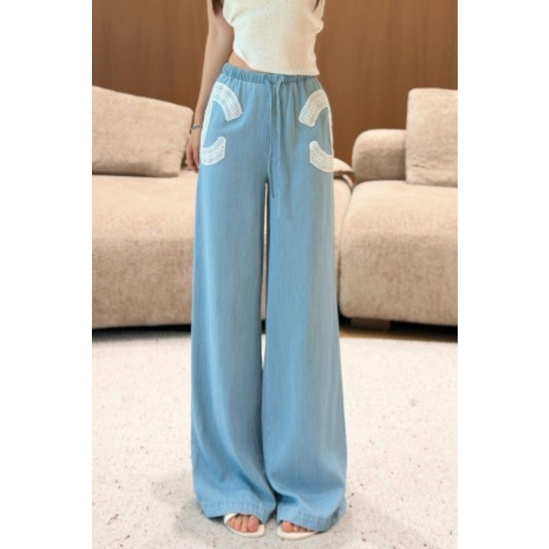 Quần Nữ Mới Có Eo Co Giãn Và Dây Rút Tencel Quần Denim