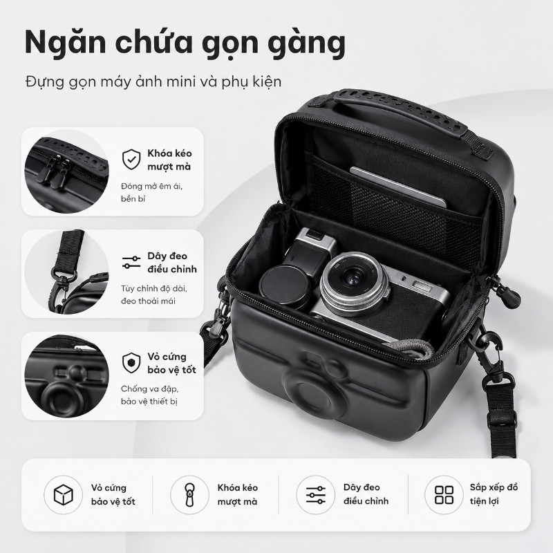 Túi đựng máy ảnh vỏ cứng chống sốc túi đựng máy film túi fujifilm đeo chéo bảo vệ di động
