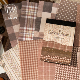 JIANWU Thư Từ Phòng May Series Vintage Kẻ Sọc Phong Cảnh Cắt Kéo Sổ Lưu Niệm Chất Liệu Giấy Rác Tạp Chí Văn Phòng Phẩm