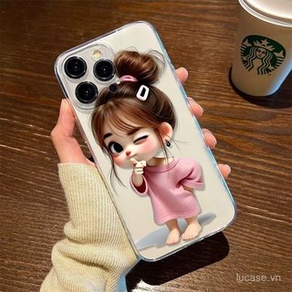 Ốp điện thoại hoạt hình hoạt hình Ball Head Girl Thích hợp cho iPhone 11promax 11 12 13 14 promax 17promax 17 16 15 pro max xr xs 12promax Vỏ bảo vệ trong suốt chống sốc