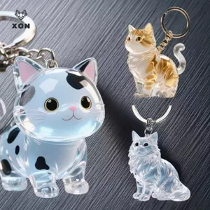 Túi móc khóa lưu trữ tóc mèo dễ thương Mặt dây chuyền lông thú cưng trong suốt Đồ lưu niệm Viên nang lưu niệm Bộ sưu tập quà tặng Phụ kiện trang trí [Mina]
