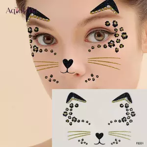AqToCna 1 Cái 3D Acrylic Khoan Stier Mèo Dễ Thương Mặt Stiers Bóng Đảng Trang Trí Mặt Kim Cương Hóa Trang Tạm Thời Hình Xăm Stiers AqToCna