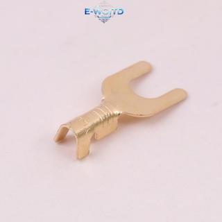 E-WOITD 100 Cái / Pa 3.2 / 4.2 / 5.2 / 6.2MM Cáp đồng thau hình chữ U nối đất Lug Fork Terminal Pressed Bare Terminal Butt Doing Connector E-WOITD