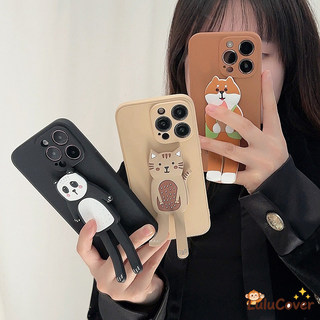 Sáng Tạo 3D Động Vật Có Thể Gập Lại Đứng Dành Cho Honor 300 200 100 90 80 GT 70 60 50 SE 30 20 Pro 5G 4G Nova 5 5T Pro Phim Hoạt Hình Gấu Trúc Mèo Con Mèo Cặp Đôi Phong Cách Mềm