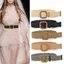 AqToCna Mùa Hè Nữ Co Giãn Dệt Thắt Lưng Vuông Bule Vintage Boho Rơm Thắt Lưng Đầm AqToCna