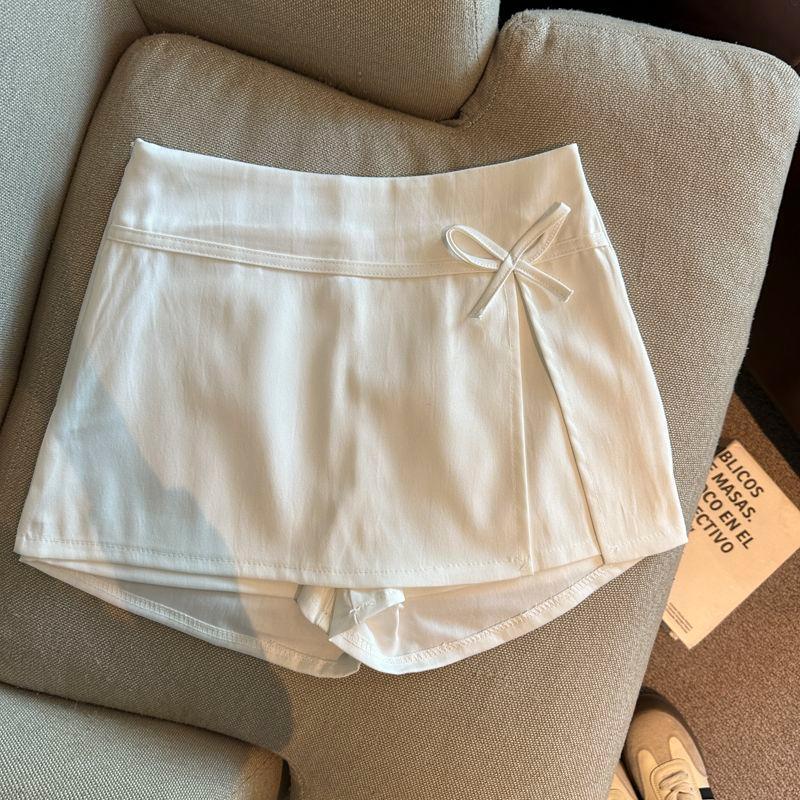 [Hàng mới về] Phong cách Hàn Quốc Nơ Sang trọng Chia Culottes Nữ Mùa xuân 2026 Phong cách mới Eo cao Chữ A Slim-Fit Ôm ôm ôm hông