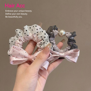 Phong Cách Hàn Quốc Chấm Bi Satin Nơ Scrunchy Dây Buộc Tóc Cao Cấp Nhẹ Nhàng Cô Gái Trái Tim Đi Lại Tất Cả Trận Đấu Đầu Dây Cao Su