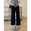 Quần Đen Nữ Drap Nhỏ Viền Ren Thường Ngày Quần Thẳng Size Lớn Béo mm