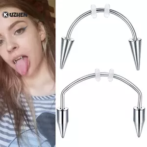 KUZHEN 1 Thép Titan C Thanh Ma Cà Rồng Fangs Răng Môi Xuyên Punk Spiked Labret Tai Sụn Xuyên Bông Tai 2021 Xu Hướng Trang Sức HOT