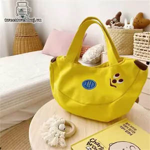 Tweeduj Dễ Thương Ngộ nghĩnh Chuối Tay Túi Vải Dung Tích Lớn Túi Tote Nhỏ Mẹ Trẻ Em Túi Di Động Túi Mua Sắm Ví Túi Xách Quà Tặng VN