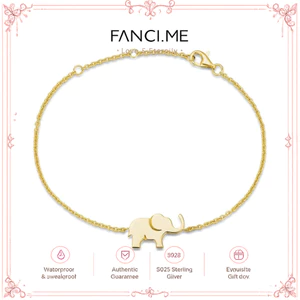 Vòng cổ voi may mắn FANCIME Bạc 925 Vòng tay voi may mắn được đánh bóng cao