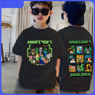 Áo thun bé trai in Minecraft mát mẻ 100% cotton cổ tròn hợp thời trang mùa hè