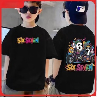 Áo phông bé trai hàn quốc Tay Ngắn Cho Trẻ Em, In Hình Hoạt Hình SIX SEVEN, Vải Cotton Mềm, Phong Cách Mới 2026