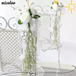 NICOLOO Ghế Cưới Hoa, Trang Trí Ghế Trắng Đám Cưới Ghế Ais Hoa, Trang Trí Với Cây Không Khí Nhân Tạo Hoa Hồng Ghế Nhân Tạo Hoa Đảng