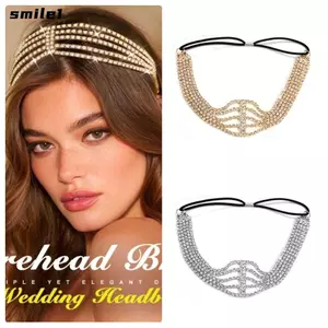 Băng đô đàn hồi SMILE, Băng đô kim cương giả pha lê Bling, Băng đô kim cương giả nhiều lớp thời trang dành cho nữ