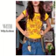 Milyfashion Thiết Kế Vàng Graffiti In Áo Thun Tay Ngắn Mùa Hè Phong Cách Mới Màu Sắc Tương Phản Slim-Fit Vai Trước Ngắn Top