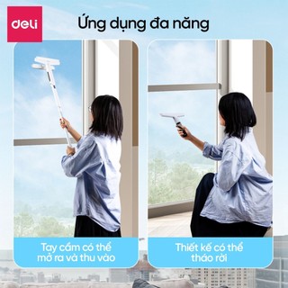 Cây Lau Kính Thông Minh Deli 2 Trong 1 - Gạt Nước Thu Nước Bẩn, Có Thể Tháo Rời, Cán Nhôm Độ Dài Linh Hoạt