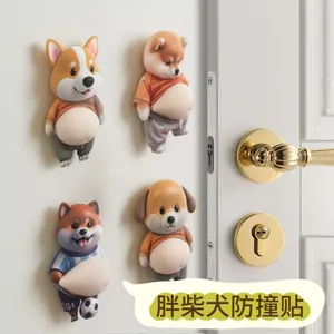 Dễ Thương Chống Va Chạm Miếng Dán Cửa Tay Nắm Cửa Bụng Lớn Cửa Tủ Phía Sau Cửa Va Chạm Tủ Lạnh Silicon Hộ Gia Đình Giải Nén Trừu Tượng