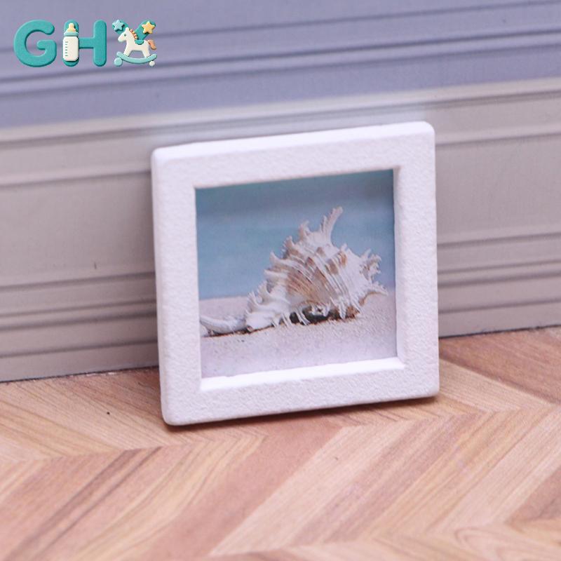 GHX 1 Bộ 1: 12 Nhà Búp Bê Thu Nhỏ Mùa Hè Bãi Biển Khung Ảnh Phong Cảnh Bức Tranh Tường Trang Trí Mô Hình Trang Trí Đồ Chơi Nhà Búp Bê Phụ Kiện VN