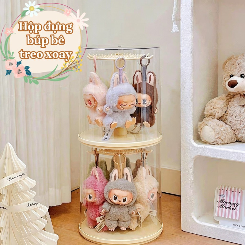 Hộp Đựng Móc Khóa Thú Nhồi Bông - Xoay 360°, Chống Bụi, Bảo Vệ & Trưng Bày Cho Bộ Sưu Tập