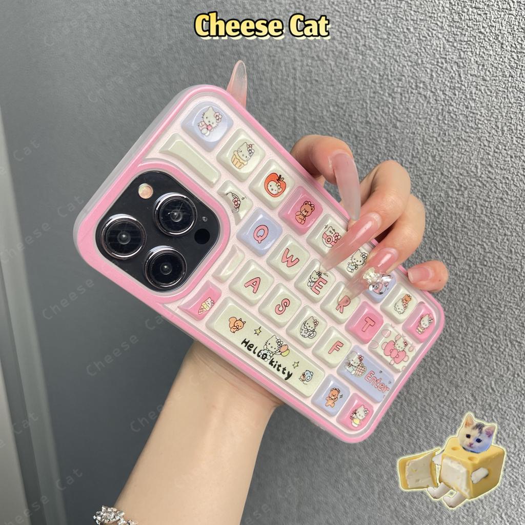 Ốp Lưng Điện Thoại Bàn Phím 3D Chữ Kitty Cho iPhone 16 15 14 13 12 11 17 Pro Max Giảm Căng Thẳng