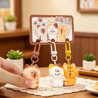 YUUKII 3 Bộ Móc Khóa Động Vật, Móc Khóa Chụp Từ Tính Nhựa Hoạt Hình, Treo Di Động Charm Ba Lô Trang Trí Quà Tặng